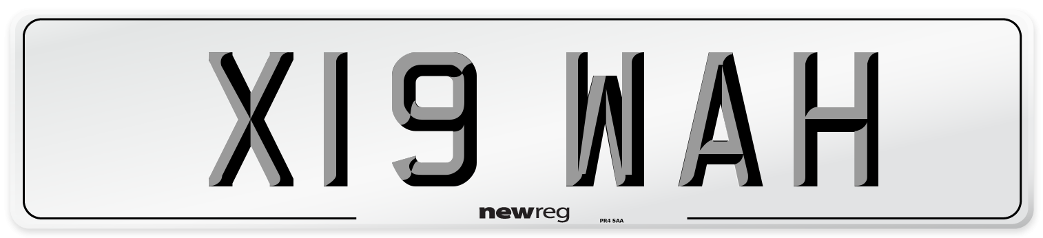 X19 WAH Number Plate from New Reg